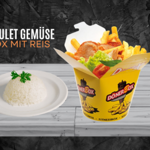 Poulet Gemüse Box mit reis